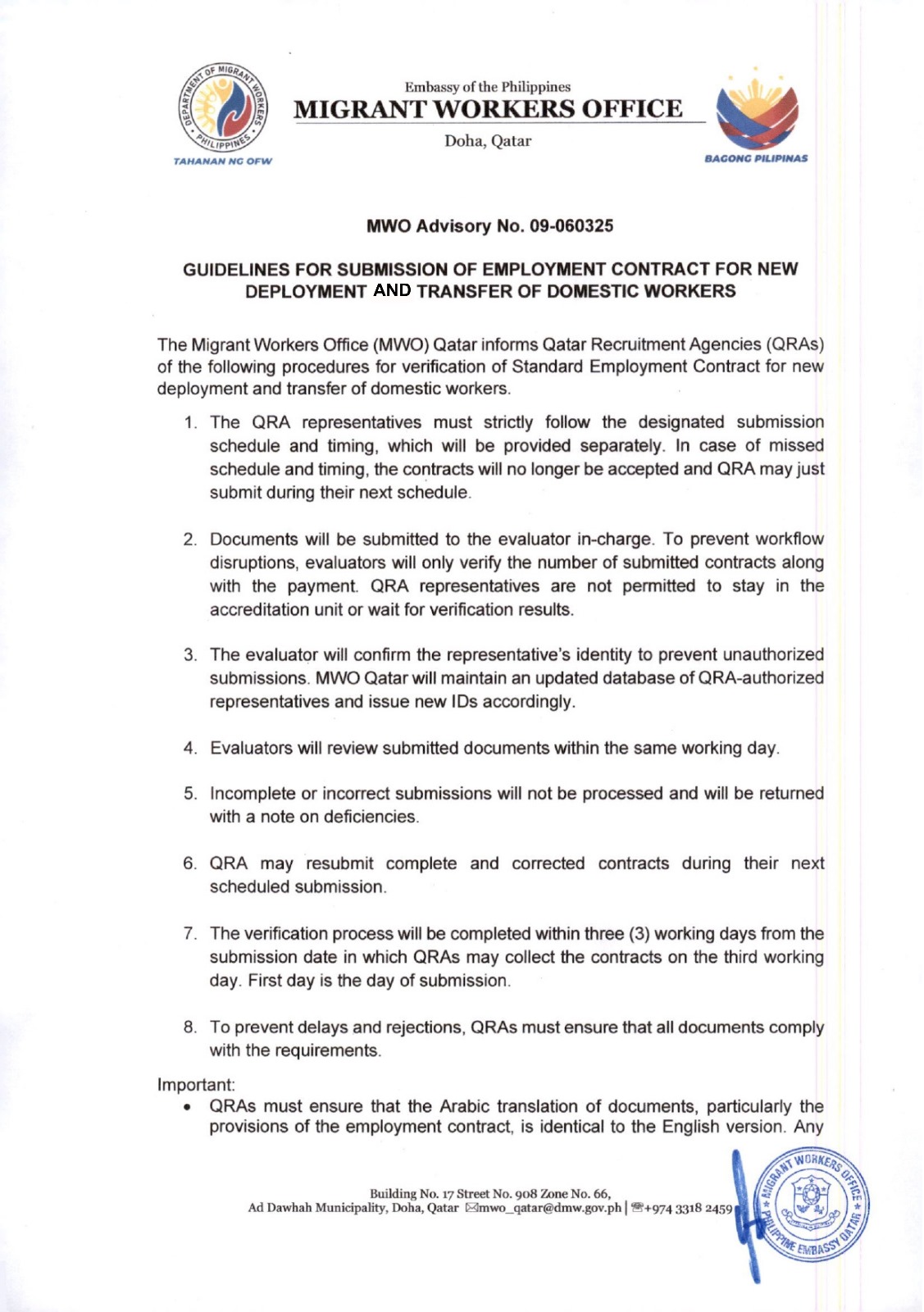 Advisory No. 9 1